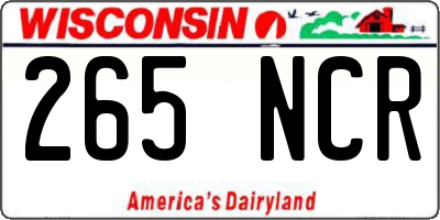 WI license plate 265NCR