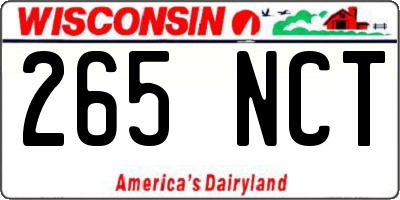 WI license plate 265NCT