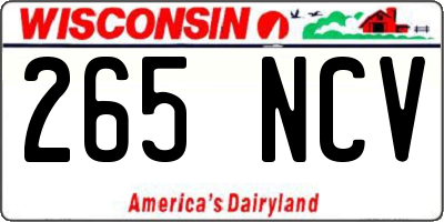 WI license plate 265NCV