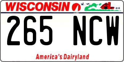 WI license plate 265NCW