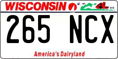 WI license plate 265NCX