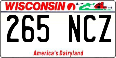 WI license plate 265NCZ