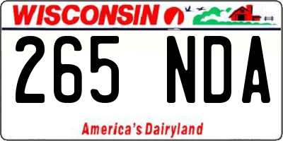 WI license plate 265NDA