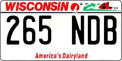 WI license plate 265NDB