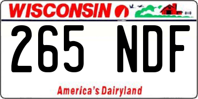 WI license plate 265NDF