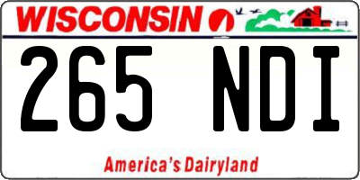 WI license plate 265NDI