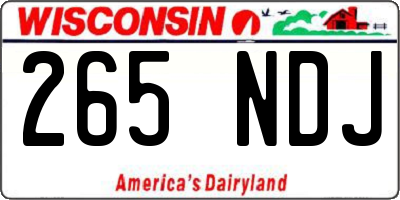 WI license plate 265NDJ