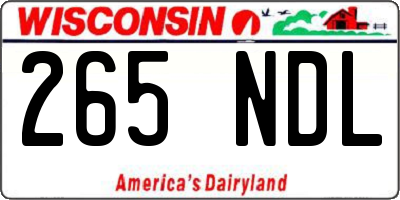 WI license plate 265NDL