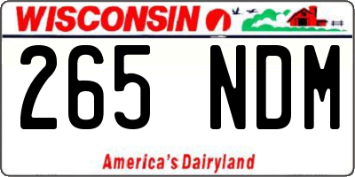 WI license plate 265NDM