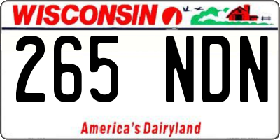 WI license plate 265NDN