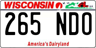 WI license plate 265NDO