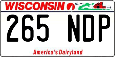 WI license plate 265NDP