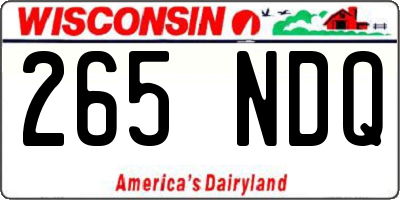 WI license plate 265NDQ