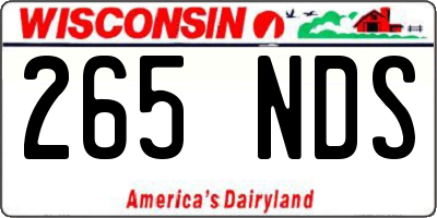 WI license plate 265NDS