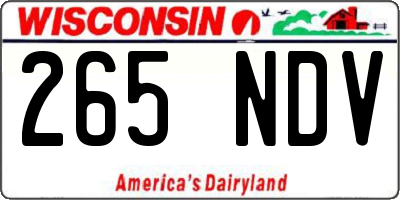 WI license plate 265NDV