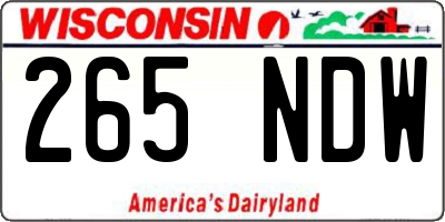 WI license plate 265NDW