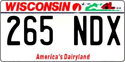 WI license plate 265NDX
