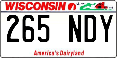 WI license plate 265NDY