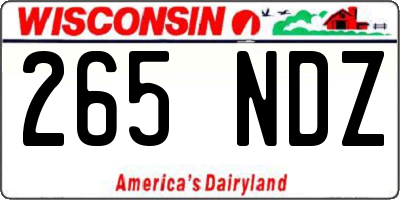 WI license plate 265NDZ