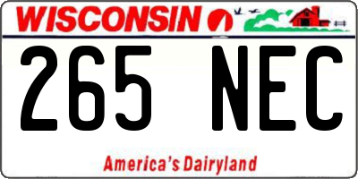 WI license plate 265NEC