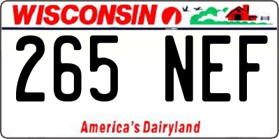 WI license plate 265NEF