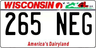 WI license plate 265NEG
