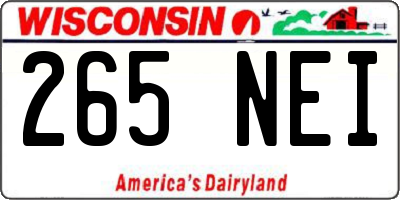 WI license plate 265NEI