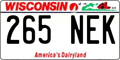WI license plate 265NEK