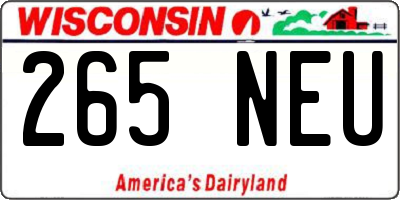 WI license plate 265NEU