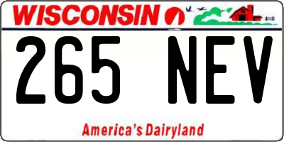 WI license plate 265NEV