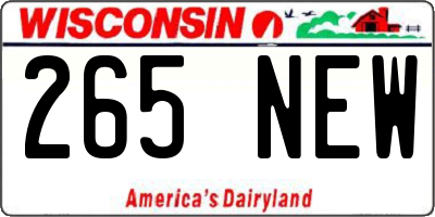 WI license plate 265NEW