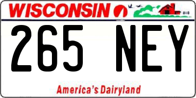 WI license plate 265NEY