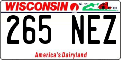 WI license plate 265NEZ