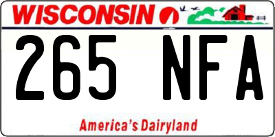 WI license plate 265NFA
