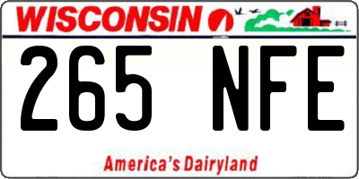 WI license plate 265NFE