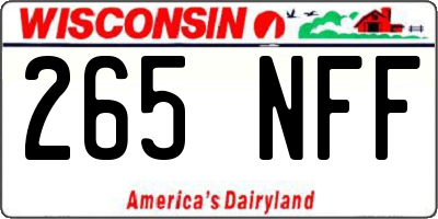 WI license plate 265NFF