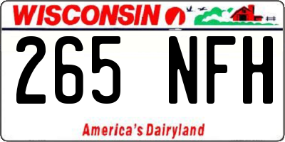 WI license plate 265NFH