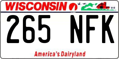 WI license plate 265NFK