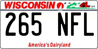 WI license plate 265NFL