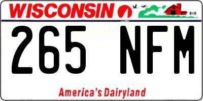 WI license plate 265NFM