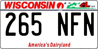 WI license plate 265NFN