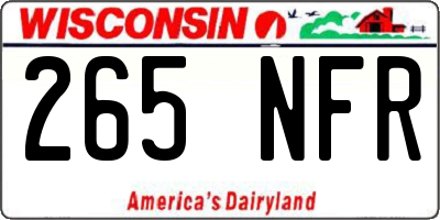 WI license plate 265NFR