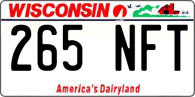 WI license plate 265NFT