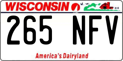 WI license plate 265NFV