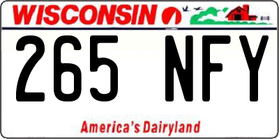 WI license plate 265NFY
