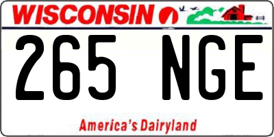 WI license plate 265NGE