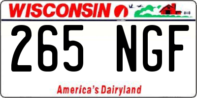 WI license plate 265NGF
