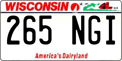 WI license plate 265NGI