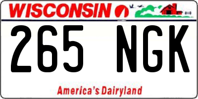 WI license plate 265NGK