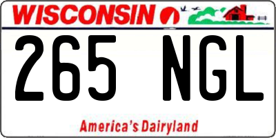 WI license plate 265NGL